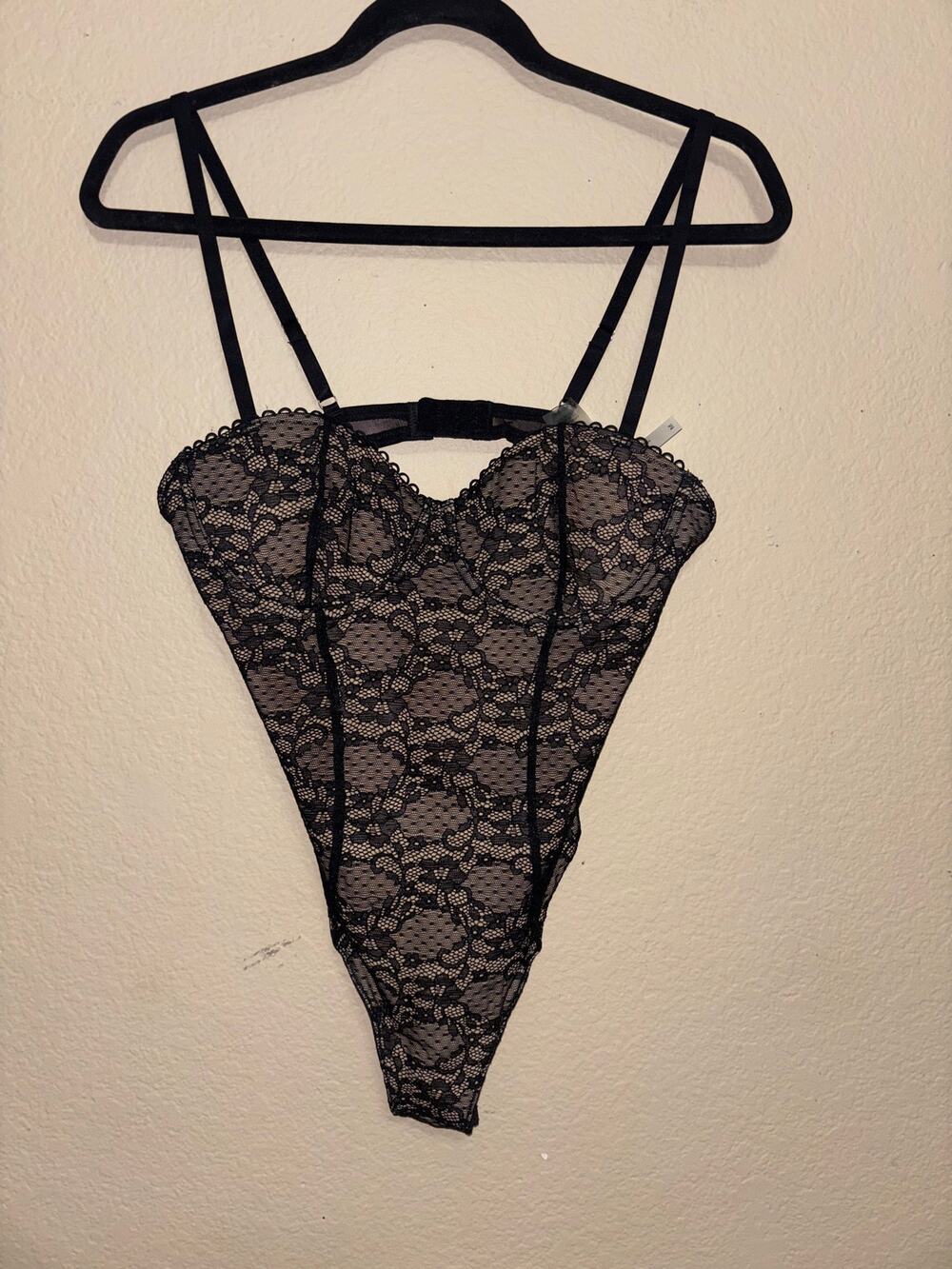 Lulus Spice It Up Black Nude Lace Bustier Bodysuit